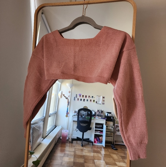 K-Style Baby Pink Bolero Knit Top - Picture 3 of 3